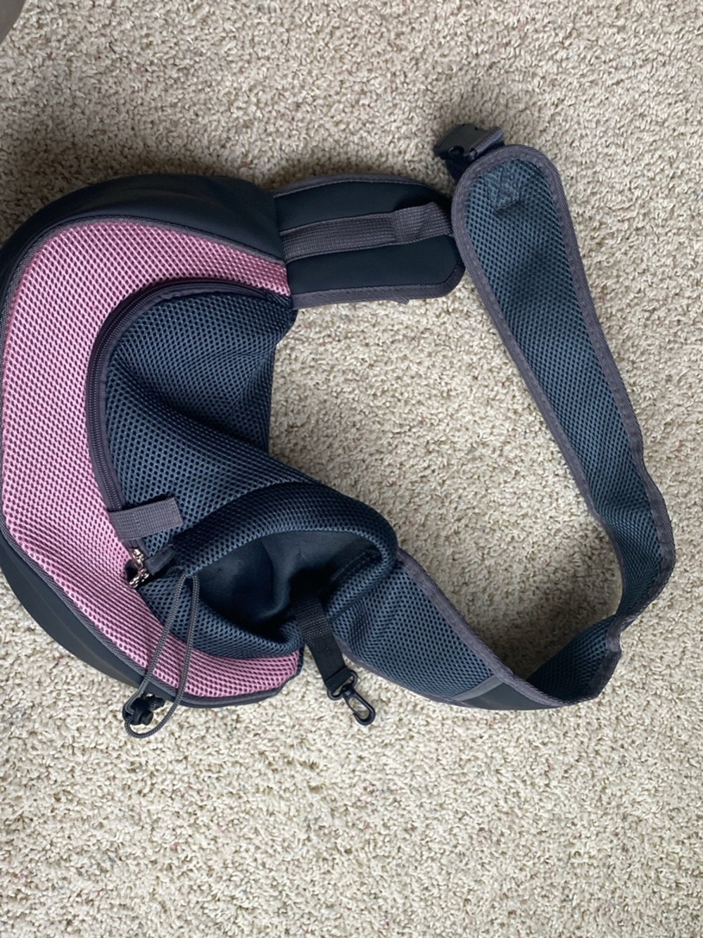 Dog Crossbody Sling Bag in Pink and Gray